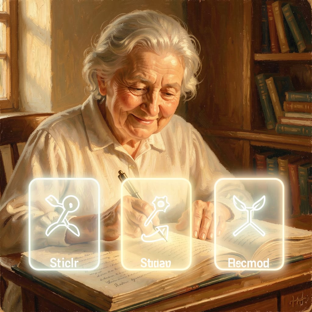 what is a memoir? Woman smiling while editing her memoir
