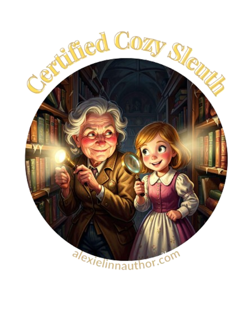 Granny and Young girl searching for clues in the library.