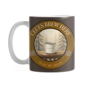 Clues Brew brown mug