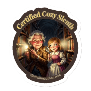 Granny & girl sleuthing in the library