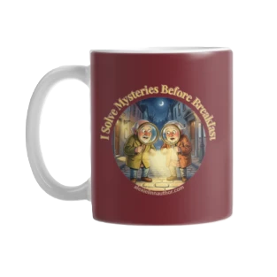 Mug with 2 old people sleuthing at night and a message