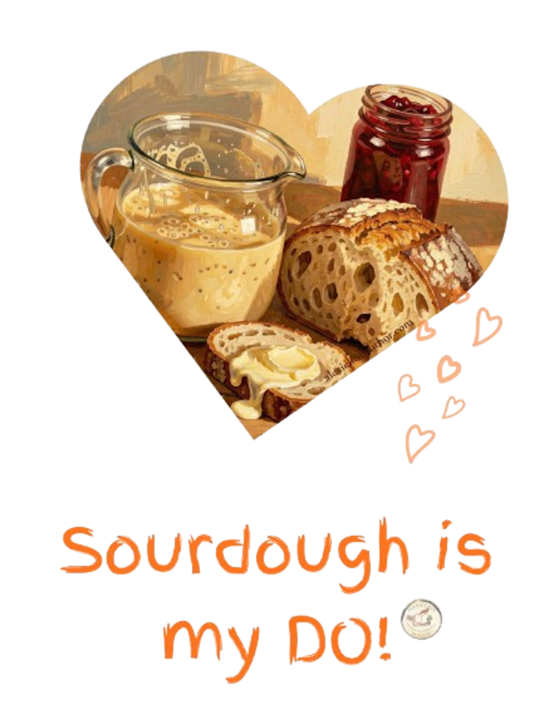 Sourdough makings in a heart with a message.
